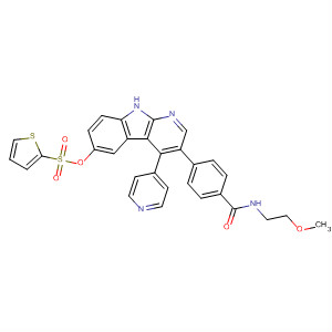 916820-55-8  2-Thiophenesulfonic acid,3-[4-[[(2-methoxyethyl)amino]carbonyl]phenyl]-4-(4-pyridinyl)-9H-pyrido[2,3-b]indol-6-yl ester