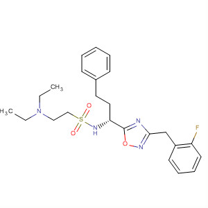916984-81-1  Ethanesulfonamide,2-(diethylamino)-N-[(1R)-1-[3-[(2-fluorophenyl)methyl]-1,2,4-oxadiazol-5-yl]-3-phenylpropyl]-