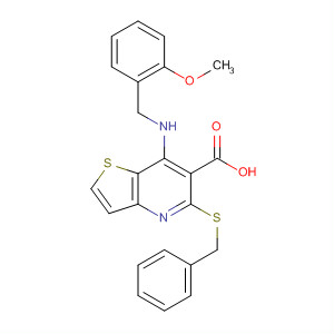 917085-80-4  Thieno[3,2-b]pyridine-6-carboxylic acid,7-[[(2-methoxyphenyl)methyl]amino]-5-[(phenylmethyl)thio]-