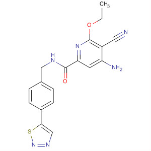 904311-16-6  2-Pyridinecarboxamide,4-amino-5-cyano-6-ethoxy-N-[[4-(1,2,3-thiadiazol-5-yl)phenyl]methyl]-