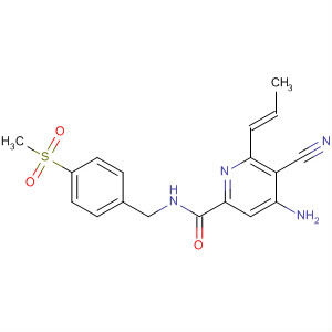 904311-81-5  2-Pyridinecarboxamide,4-amino-5-cyano-N-[[4-(methylsulfonyl)phenyl]methyl]-6-(1E)-1-propenyl-