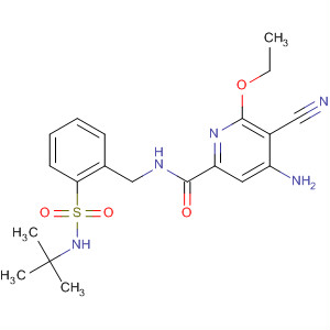 904311-86-0  2-Pyridinecarboxamide,4-amino-5-cyano-N-[[2-[[(1,1-dimethylethyl)amino]sulfonyl]phenyl]methyl]-6-ethoxy-