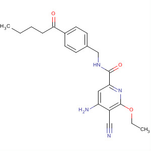 904312-15-8  2-Pyridinecarboxamide,4-amino-5-cyano-6-ethoxy-N-[[4-(1-oxopentyl)phenyl]methyl]-