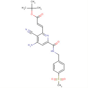 904312-61-4  2-Propenoic acid,3-[4-amino-3-cyano-6-[[[[4-(methylsulfonyl)phenyl]methyl]amino]carbonyl]-2-pyridinyl]-, 1,1-dimethylethyl ester, (2E)-