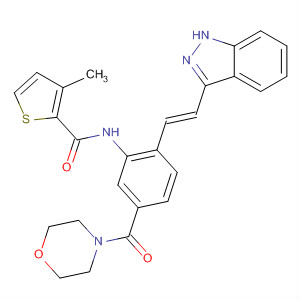 904897-79-6  2-Thiophenecarboxamide,N-[2-[(1E)-2-(1H-indazol-3-yl)ethenyl]-5-(4-morpholinylcarbonyl)phenyl]-3-methyl-