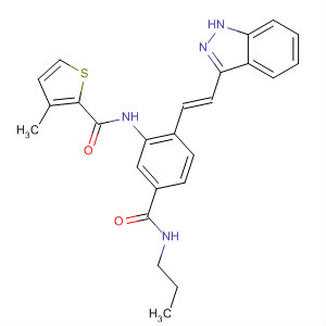 904897-91-2  2-Thiophenecarboxamide,N-[2-[(1E)-2-(1H-indazol-3-yl)ethenyl]-5-[(propylamino)carbonyl]phenyl]-3-methyl-