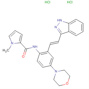 904899-03-2  1H-Pyrrole-2-carboxamide,N-[2-[(1E)-2-(1H-indazol-3-yl)ethenyl]-4-(4-morpholinyl)phenyl]-1-methyl-, dihydrochloride