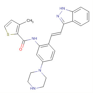 904899-51-0  2-Thiophenecarboxamide,N-[2-[(1E)-2-(1H-indazol-3-yl)ethenyl]-5-(1-piperazinyl)phenyl]-3-methyl-