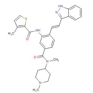 904900-05-6  2-Thiophenecarboxamide,N-[2-[(1E)-2-(1H-indazol-3-yl)ethenyl]-5-[[methyl(1-methyl-4-piperidinyl)amino]carbonyl]phenyl]-3-methyl-