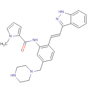 904900-09-0  1H-Pyrrole-2-carboxamide,N-[2-[(1E)-2-(1H-indazol-3-yl)ethenyl]-5-(1-piperazinylmethyl)phenyl]-1-methyl-