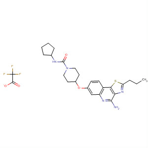 905924-66-5  1-Piperidinecarboxamide,4-[(4-amino-2-propylthiazolo[4,5-c]quinolin-7-yl)oxy]-N-cyclopentyl-,mono(trifluoroacetate)