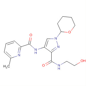 906086-73-5  2-Pyridinecarboxamide,N-[3-[[(2-hydroxyethyl)amino]carbonyl]-1-(tetrahydro-2H-pyran-2-yl)-1H-pyrazol-4-yl]-6-methyl-
