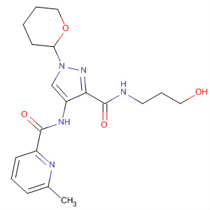 906086-77-9  2-Pyridinecarboxamide,N-[3-[[(3-hydroxypropyl)amino]carbonyl]-1-(tetrahydro-2H-pyran-2-yl)-1H-pyrazol-4-yl]-6-methyl-