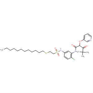 90704-43-1  Pentanamide,N-[2-chloro-5-[[[2-(dodecylthio)ethyl]sulfonyl]amino]phenyl]-4,4-dimethyl-3-oxo-2-(3-pyridinyloxy)-