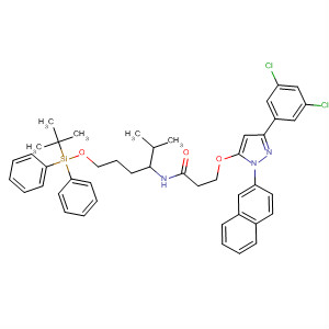 907190-80-1  Propanamide,3-[[3-(3,5-dichlorophenyl)-1-(2-naphthalenyl)-1H-pyrazol-5-yl]oxy]-N-[4-[[(1,1-dimethylethyl)diphenylsilyl]oxy]-1-(1-methylethyl)butyl]-