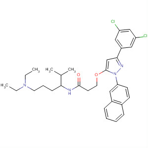 907190-82-3  Propanamide,3-[[3-(3,5-dichlorophenyl)-1-(2-naphthalenyl)-1H-pyrazol-5-yl]oxy]-N-[4-(diethylamino)-1-(1-methylethyl)butyl]-