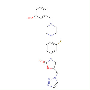 907594-74-5  2-Oxazolidinone,3-[3-fluoro-4-[4-[(3-hydroxyphenyl)methyl]-1-piperazinyl]phenyl]-5-(1H-1,2,3-triazol-1-ylmethyl)-, (5R)-