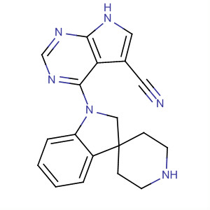 908280-60-4  1H-Pyrrolo[2,3-d]pyrimidine-5-carbonitrile,4-(1,2-dihydrospiro[3H-indole-3,4'-piperidin]-1-yl)-
