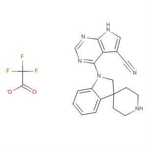 908280-61-5  1H-Pyrrolo[2,3-d]pyrimidine-5-carbonitrile,4-(1,2-dihydrospiro[3H-indole-3,4'-piperidin]-1-yl)-, trifluoroacetate