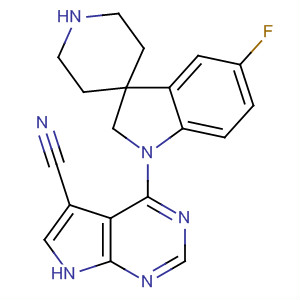 908281-49-2  1H-Pyrrolo[2,3-d]pyrimidine-5-carbonitrile,4-(5-fluoro-1,2-dihydrospiro[3H-indole-3,4'-piperidin]-1-yl)-