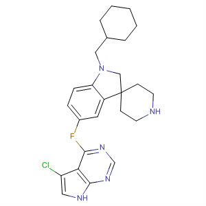 908282-74-6  Spiro[3H-indole-3,4'-piperidine],1-(5-chloro-1H-pyrrolo[2,3-d]pyrimidin-4-yl)-1'-(cyclohexylmethyl)-5-fluoro-1,2-dihydro-