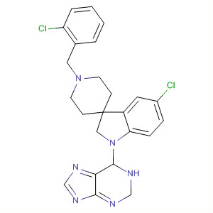 908286-34-0  Spiro[3H-indole-3,4'-piperidine],5-chloro-1'-[(2-chlorophenyl)methyl]-1,2-dihydro-1-(1H-purin-6-yl)-