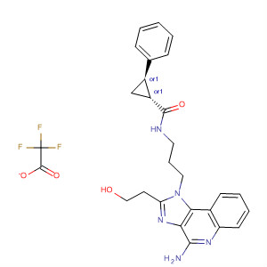 908359-24-0  Cyclopropanecarboxamide,N-[3-[4-amino-2-(2-hydroxyethyl)-1H-imidazo[4,5-c]quinolin-1-yl]propyl]-2-phenyl-, (1R,2R)-rel-, trifluoroacetate (salt)