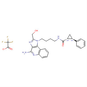 908363-55-3  Cyclopropanecarboxamide,N-[4-[4-amino-2-(hydroxymethyl)-1H-imidazo[4,5-c]quinolin-1-yl]butyl]-2-phenyl-, (1R,2R)-rel-, trifluoroacetate (salt)