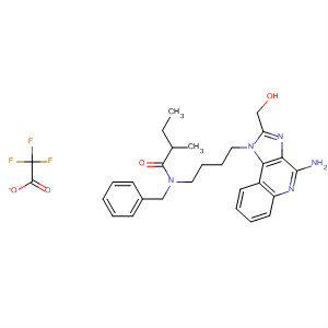 908365-19-5  Butanamide,N-[4-[4-amino-2-(hydroxymethyl)-1H-imidazo[4,5-c]quinolin-1-yl]butyl]-2-methyl-N-(phenylmethyl)-, trifluoroacetate (salt)