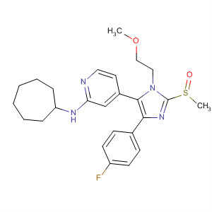 908381-14-6  2-Pyridinamine,N-cycloheptyl-4-[4-(4-fluorophenyl)-1-(2-methoxyethyl)-2-(methylsulfinyl)-1H-imidazol-5-yl]-