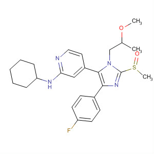908381-24-8  2-Pyridinamine,N-cyclohexyl-4-[4-(4-fluorophenyl)-1-(2-methoxypropyl)-2-(methylsulfinyl)-1H-imidazol-5-yl]-