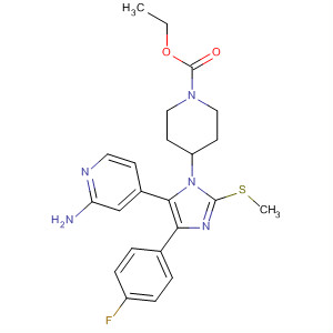 908381-76-0  1-Piperidinecarboxylic acid,4-[5-(2-amino-4-pyridinyl)-4-(4-fluorophenyl)-2-(methylthio)-1H-imidazol-1-yl]-, ethyl ester