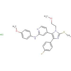 908382-40-1  2-Pyridinamine,4-[4-(4-fluorophenyl)-1-(2-methoxyethyl)-2-(methylthio)-1H-imidazol-5-yl]-N-(4-methoxyphenyl)-, hydrochloride