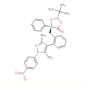 908589-44-6  1,3-Dioxolan-4-one,2-(1,1-dimethylethyl)-5-[(R)-[3,5-dimethyl-1-(4-nitrophenyl)-1H-pyrazol-4-yl]phenylmethyl]-5-phenyl-, (2S,5S)-