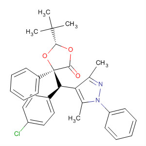 908589-45-7  1,3-Dioxolan-4-one,5-[(R)-(4-chlorophenyl)(3,5-dimethyl-1-phenyl-1H-pyrazol-4-yl)methyl]-2-(1,1-dimethylethyl)-5-phenyl-, (2S,5S)-