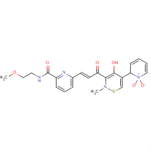 909033-07-4  2-Pyridinecarboxamide,6-[(1E)-3-(4-hydroxy-2-methyl-1,1-dioxido-2H-pyrido[3,2-e]-1,2-thiazin-3-yl)-3-oxo-1-propenyl]-N-(2-methoxyethyl)-