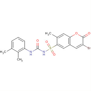 909038-52-4  2H-1-Benzopyran-6-sulfonamide,3-bromo-N-[[(2,3-dimethylphenyl)amino]carbonyl]-7-methyl-2-oxo-