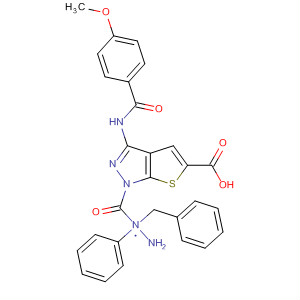 909252-63-7  1H-Thieno[2,3-c]pyrazole-5-carboxylic acid,3-[(4-methoxybenzoyl)amino]-, 2-phenyl-2-(phenylmethyl)hydrazide