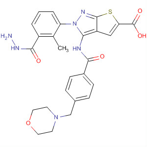 909252-67-1  1H-Thieno[2,3-c]pyrazole-5-carboxylic acid,3-[[4-(4-morpholinylmethyl)benzoyl]amino]-, 2-methyl-2-phenylhydrazide