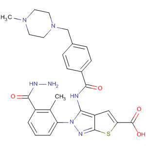 909252-75-1  1H-Thieno[2,3-c]pyrazole-5-carboxylic acid,3-[[4-[(4-methyl-1-piperazinyl)methyl]benzoyl]amino]-,2-methyl-2-phenylhydrazide