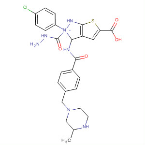 909252-94-4  1H-Thieno[2,3-c]pyrazole-5-carboxylic acid,3-[[4-[(3-methyl-1-piperazinyl)methyl]benzoyl]amino]-,2-(4-chlorophenyl)-2-methylhydrazide