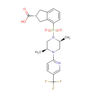 909793-27-7  1H-Indene-2-carboxylic acid,4-[[(2S,5S)-2,5-dimethyl-4-[5-(trifluoromethyl)-2-pyridinyl]-1-piperazinyl]sulfonyl]-2,3-dihydro-, (2R)-