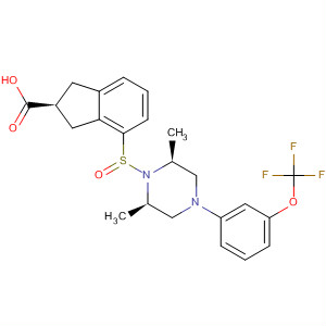 909793-39-1  1H-Indene-2-carboxylic acid,4-[[(2S,6R)-2,6-dimethyl-4-[3-(trifluoromethoxy)phenyl]-1-piperazinyl]sulfonyl]-2,3-dihydro-, (2S)-