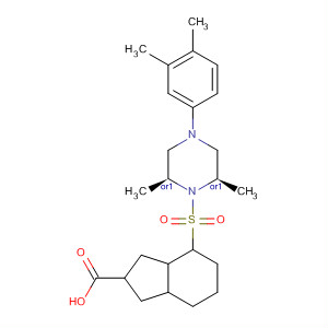 909793-51-7  1H-Indene-2-carboxylic acid,4-[[(2R,6S)-4-(3,4-dimethylphenyl)-2,6-dimethyl-1-piperazinyl]sulfonyl]-2,3-dihydro-, rel-