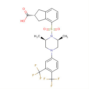 909793-53-9  1H-Indene-2-carboxylic acid,4-[[(2S,6R)-4-[3,4-bis(trifluoromethyl)phenyl]-2,6-dimethyl-1-piperazinyl]sulfonyl]-2,3-dihydro-, (2R)-