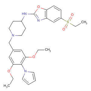 909852-63-7  2-Benzoxazolamine,N-[1-[[3,5-diethoxy-4-(1H-pyrrol-1-yl)phenyl]methyl]-4-piperidinyl]-5-(ethylsulfonyl)-