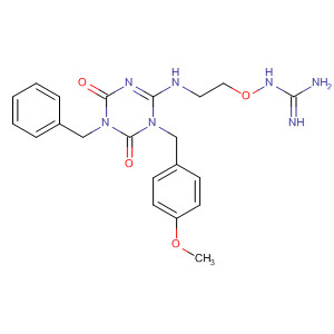 910113-27-8  Guanidine,N-[2-[[3,4,5,6-tetrahydro-3-[(4-methoxyphenyl)methyl]-4,6-dioxo-5-(phenylmethyl)-1,3,5-triazin-2-yl]amino]ethoxy]-