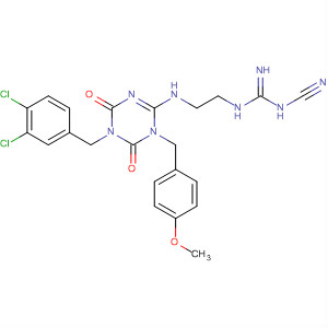 910113-43-8  Guanidine,N-cyano-N'-[2-[[5-[(3,4-dichlorophenyl)methyl]-1,4,5,6-tetrahydro-1-[(4-methoxyphenyl)methyl]-4,6-dioxo-1,3,5-triazin-2-yl]amino]ethyl]-