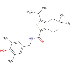 910638-68-5  Benzo[c]thiophene-1-carboxamide,4,5,6,7-tetrahydro-N-[(4-hydroxy-3,5-dimethylphenyl)methyl]-5,5-dimethyl-3-(1-methylethyl)-