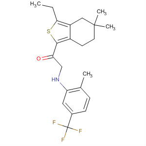910640-49-2  Ethanone,1-(3-ethyl-4,5,6,7-tetrahydro-5,5-dimethylbenzo[c]thien-1-yl)-2-[[2-methyl-5-(trifluoromethyl)phenyl]amino]-
